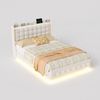 Furnishings Home Polsterbett Doppelbett Jugendbett mit LED-Licht (Mit Komforthöhe Lattenrost, Leises Design Bett), Samtmaterial Polsterbett mit RGB Beleuchtung Bild 4