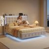 Furnishings Home Polsterbett Doppelbett Jugendbett mit LED-Licht (Mit Komforthöhe Lattenrost, Leises Design Bett), Samtmaterial Polsterbett mit RGB Beleuchtung Bild 3