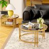 STILVORA Couchtisch Wohnzimmertisch für couch Beistelltisch mit abnehmbarer Tischplatte (Sofatisch mit Rutschfeste Saugnäpfe, Hochtransparente Glasplatte, Hitzebeständig bis 400 °C, Belastbar bis 50 kg, Ø80×H45 & Ø60×H35), Verdickte Metalltischbeine mi... Bild 2