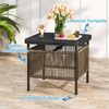 COSTWAY Gartentisch, Beistelltisch Rattan mit Schirmloch, 56x56x49 cm Bild 2