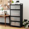 COSTWAY Vorratsschrank Küchenschrank hoch mit Rollen, PC-Klapptüren & 4 Haken Metall Bild 3