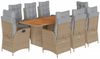 vidaXL 9-tlg. Garten-Essgruppe mit Kissen Beigemischung Poly Rattan 3213149 Bild 2