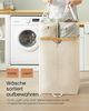 SONGMICS Wäschekorb 2 Fächer, Wäschesammler, 150 Liter, Wäschesortierer mit Deckel, Wäschetonne, Wäschesäcke herausnehmbar, für Waschküche, Schlafzimmer, Wohnzimmer, cremeweiß-naturbeige Bild 4