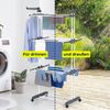 EASYmaxx Klappbarer Wäscheständer | Effizientes Trocknen mit 3 Ebenen, 2 Seitenflügeln & leichtem Aufbau | Platzsparend, vielseitig und mobil für drinnen und draußen, Grau/Weiß Bild 4