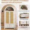 Merax Kleiderschrank 181x78x45 cm mit Rattan-Flechten, Landhausstil in Weiß, offene halbrunde Ablage, 2 Türen mit Magnetverschluss, 2 Schubladen, Kleiderstange und Kippsicherung Bild 5