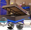 Polsterbett mit LED-Streifen, Stauraum, Schrank, USB und Type-C, 140x200 cm, gepolsterter Kopfteil mit Schrank, Einzelbett, Stauraumbett, Leinen Bild 5