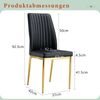 Stuhl 4er-Set Schwarz/Gold, PU-Leder mit vergoldeten Metallbeinen, ergonomische Rückenlehne,43x42.5x92.5 cm Bild 3