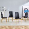 Stuhl 4er-Set Schwarz/Gold, PU-Leder mit vergoldeten Metallbeinen, ergonomische Rückenlehne,43x42.5x92.5 cm Bild 2