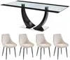 Vente-unique - MEZZO Essgruppe Glas TransparentSchwarz - B 100 cm x H 74,5 cm x L 200 cm Bild 2