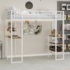 Hochbett 90x190 cm mit Schreibtisch und beidseitigen Leitern – Metallbett in Weiß Bild 1