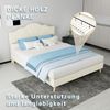 Modern minimalist soft bed, comfortable and soft headboard, 140*200CM, beige, multifunctional bedroom furniture, low box bed frame without lifting rod, does not include mattress. Bild 3