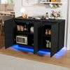 Sideboard mit LED-Beleuchtung, modernes Highboard mit Push-to-Open Türen, 3 Türen & 6 Fächern Bild 3