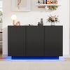 Sideboard mit LED-Beleuchtung, modernes Highboard mit Push-to-Open Türen, 3 Türen & 6 Fächern Bild 4