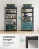 Songmics Standregal, Bücherregal, Lagerregal, 5 Ablagen, Küchenregal, Regal, 50 x 100 x 200 cm, bis 600 kg belastbar, verstellbare Ablagen, Industrie-Design, vintagebraun-schwarz Bild 5
