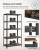 Songmics Standregal, Bücherregal, Lagerregal, 5 Ablagen, Küchenregal, Regal, 50 x 100 x 200 cm, bis 600 kg belastbar, verstellbare Ablagen, Industrie-Design, vintagebraun-schwarz Bild 4