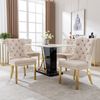 Stuhl 50,5x45x95 cm, Samtbezug beige, Nagelkopfbesatz & Ringgriff, vergoldete Edelstahlbeine,4er-Set Bild 3