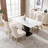 Stuhl 50,5x45x95 cm, Samtbezug beige, Nagelkopfbesatz & Ringgriff, vergoldete Edelstahlbeine,4er-Set Bild 2