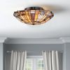 Elstead Lighting Inglenook Deckenleuchte 2-flammig Bronze Kunstglasschirm Bild 2