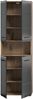 furnling Stauraumschrank Ivy - moderner Badschrank mit 4 Türen, 4 Einlegeböden, viel Stauraum offenes Fach, pflegeleichte MDF Front, Hochschrank, Nox Oak & schwarz Bild 3