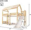 Merax Etagenbett, Hausbett, Hochbett, 90x200cm, mit Giebeldach, mit Regal und 35 cm Rutsche, sicherer Aufstieg, ideal für Familien mit zwei Kindern, Weiß&Natur Bild 4