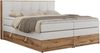 Boxspringbett, Doppelbett mit zwei 7 Härtezonen Multipocket-Matratzen, Bettkästen, Eiche Wotan Holzrahmen, Polsterbett mit Topper-Matratze - ALBERO 1 KING - 180 x 200 cm - Weiß Kunstleder - H3 Bild 4