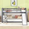 Etagenbett für Kinder und Jugendliche, Kinderbett mit Rutsche, Massivholzrahmen, einfache Montage, 90x200cm, Grau Bild 2
