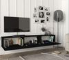 ibonto Lowboard 180 x 29,5 x 29,5 cm Schwarz TV Board mit Stauraum (H 29.5 x T 29.5 x B 180 cm) Bild 2