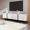 Merax 190 cm TV-Schrank, 3 Türen, 2 Schubladen, Weiß mit Gold und Holzmaserung, Weiß + Schwarz Bild 2