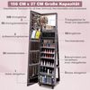 Abschließbarer Schmuckschrank mit Integriertem Schminkspiegel Verstellbaren Ablagen & Stauraum Dunkelbraun Bild 2