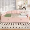 Schlafsofa mit LED-Beleuchtung, Bettkasten und Lattenrost, 90x200 cm, Einzelbett, Polsterbett, Samt, rosa Bild 3
