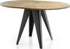 WFL GROUP Esstisch Glory ausziehbar rund industrial mit schwarzen Metallgestell (MADE IN EU, erhältlich in zwei Größen – 90/100 cm, ausziehbar auf 130/140 cm), platzsparender Tisch für kleine Küche, Esszimmer oder Wohnzimmer Bild 3
