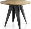 WFL GROUP Esstisch Glory ausziehbar rund industrial mit schwarzen Metallgestell (MADE IN EU, erhältlich in zwei Größen – 90/100 cm, ausziehbar auf 130/140 cm), platzsparender Tisch für kleine Küche, Esszimmer oder Wohnzimmer Bild 4