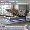 Polsterbett 160×200 cm mit LED und hydraulischem Bettkasten, Kunstleder Grau, ohne Matratze Bild 4