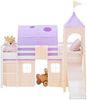 Hochbett Kinder 90x200 cm mit Lattenrost Rutsche Kinderbett Kinderhochbett Stockbett Vorhang Tunnel Turm Lila Peach Bild 4
