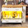 Bartisch mit LED-Beleuchtung & App-Steuerung 135-203x39x92,8 cm, 360° drehbar, weiß Bild 3