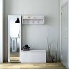 Dmora Eingangsmöbel Tanzanite, Moderner Eingang mit Kleiderbügel, Schrank mit Schuhregal, Schrank mit Spiegel, Cm 50x32h182, Weiß, Bild 2