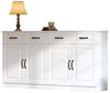 BlingBin Sideboard Kommode mit 4 Schubladen und 4 Türen, Beistellschrank - 35*80*160 cm (1er Set, 1 St, Tragfahigkeit: 60kg, Küchenschrank aus MDF mit 2 Ablageflächen), Aufbewahrungsschrank mit 8 Metallgriffen für Wohnzimmer & Küche, Weiß Bild 2