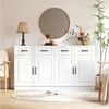 BlingBin Sideboard Kommode mit 4 Schubladen und 4 Türen, Beistellschrank - 35*80*160 cm (1er Set, 1 St, Tragfahigkeit: 60kg, Küchenschrank aus MDF mit 2 Ablageflächen), Aufbewahrungsschrank mit 8 Metallgriffen für Wohnzimmer & Küche, Weiß Bild 3