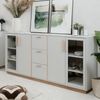 Calicosy Sideboard 4 Türen und 3 Schubladen Dekor Weiß und Holz B204 cm - SPLIT - Grau Bild 3