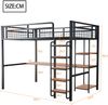 Hochbett 140×200 cm mit Sicherheitsgitter, Leiter, Tisch & Regal, Schwarz, ohne Matratze Bild 5