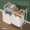 STEELSØN 'Rigil' Wäschesammler, weiß, Wäschekorb inkl. 2 Wäschesäcke je 45 Liter aus Oxford-Gewebe, ausziehbar, Wäschebox mit Bambus-Ablagefläche Bild 4