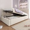 Polsterbett 90x200 cm aus Samt mit hydraulischem Stauraum – L‑förmiges Daybed, beige Bild 4