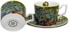 DUO ART GALLERY 2er-Set Luxus Tassen 270 ml IRISES inspired by Van Gogh, mit Untertassen, New Bone China Porzellan Bild 3