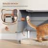 Edelstahl Katzenklo mit Deckel, XXXL Geschlossene Metall Katzentoilette, 70 x 50 x 45 cm, 105° Klappbar Deckel, Inklusive Pedal und Schaufel, Leicht zu Reinigen, Modulares Design, Dunkelgrau Bild 3