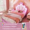 Flieks Polsterbett, LED Kinderbett mit krone-Form Prinzessinnenbett 90x200cm 2 Schubladen Bild 4