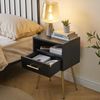 Nachttisch Mid-Century Modern Beistelltisch 2 Etagen Stauraum Schwarz Bild 2