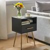 Nachttisch Mid-Century Modern Beistelltisch 2 Etagen Stauraum Schwarz Bild 4