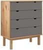 Schubladenschrank, Massivholz Kiefer, 76,5 x 39,5 x 90 cm, Grau Bild 2