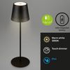 BRILONER – LED Akku Tischleuchte 2 in 1, Stufenweise Dimmbar, Touch, Mobiles Licht, LED Tischlampe Aussen, LED Tischleuchte kabellos, Schwarz Bild 3