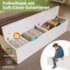 Merax Doppelbett Holzbett 140x200 cm Jugendbett, Kinderbett mit Stauraum, LED-Beleuchtung, USB-Ladeanschlüssen, Schubladen, Bettbank, Regalen, Lattenrost, Weiß Bild 3